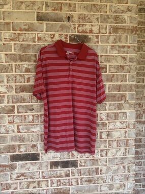 Nike Golf‎ Tour Performance Dri-fit Red White Striped Polo Shirt